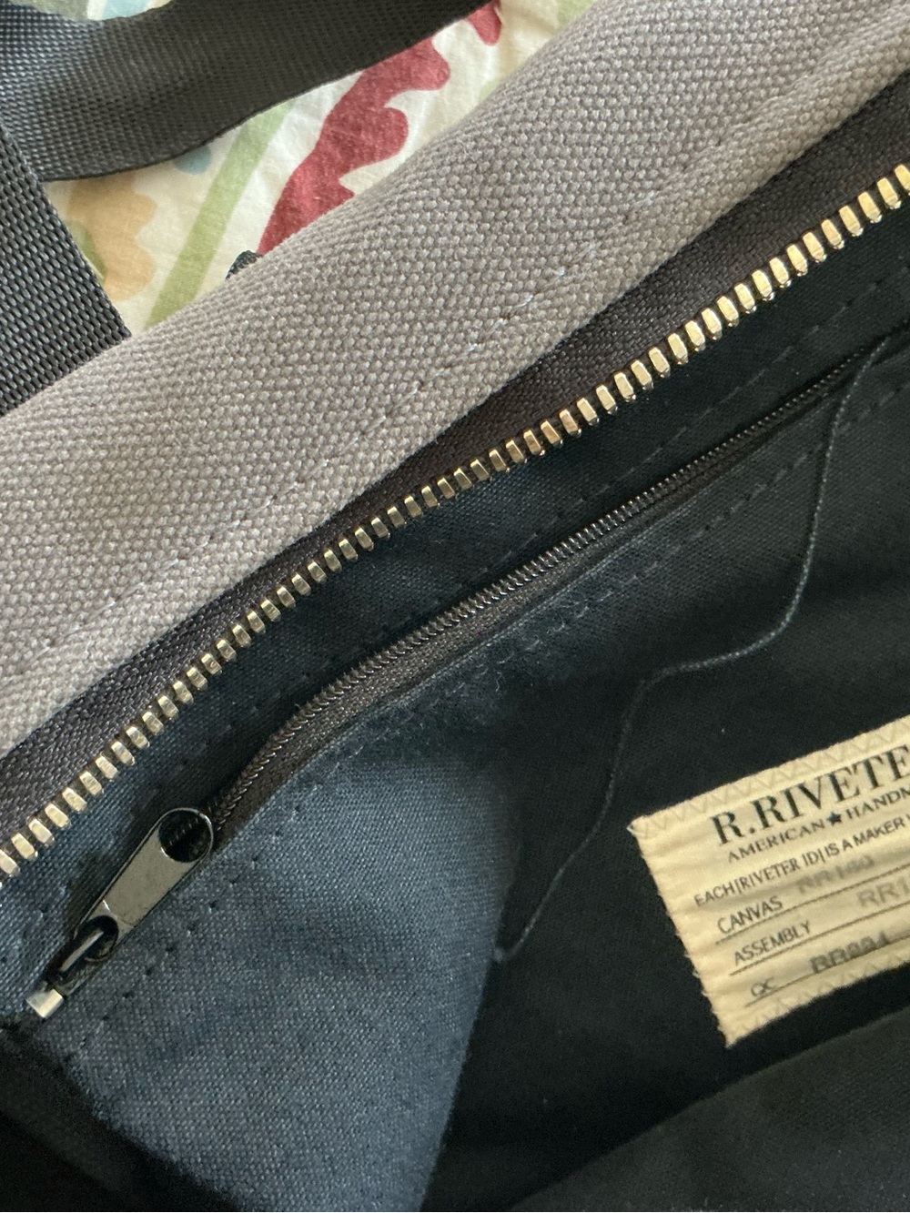 Gray and Black Women's Backpack with Front Flap from R. RIVETER - Picture 6 of 9